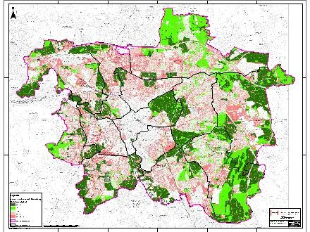 Vorschau der Bodenfunktionskarte Hannover, zeigt farbliche Abstufung der Schutzwürdigkeit