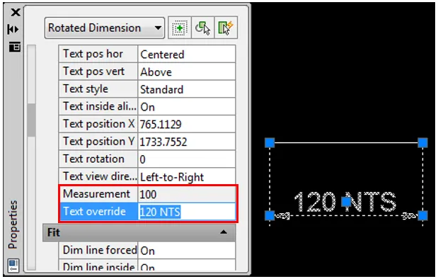 Bearbeiten von Bemaßungstext