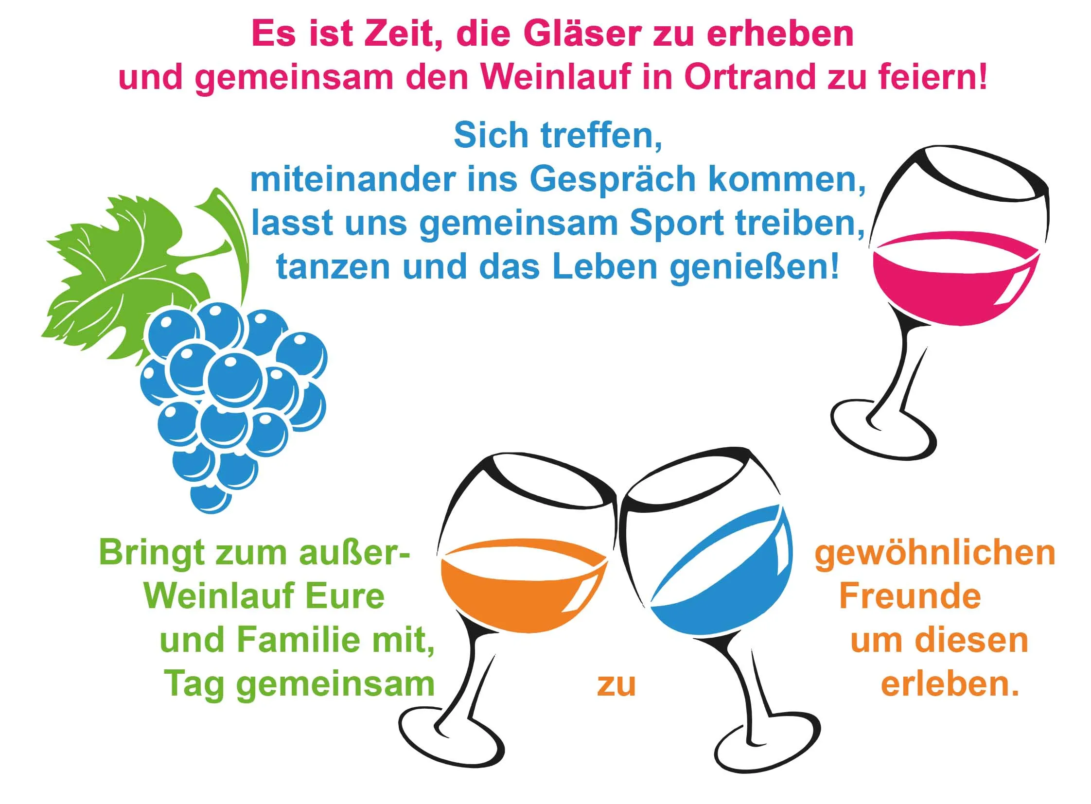 Begrüßungsszene beim Weinlauf mit Teilnehmern in fröhlicher Atmosphäre