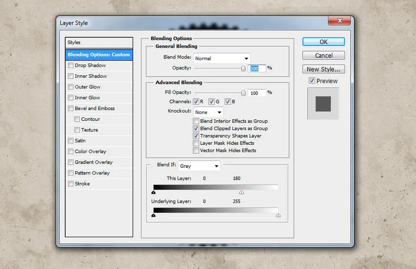 Blend If Photoshop Ebenenstil