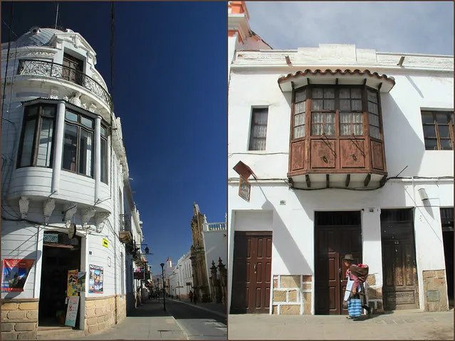 Blick auf das Joy Ride Café und die Straßen von Sucre
