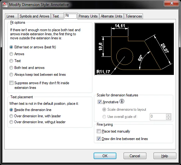 Registerkarte Passform
