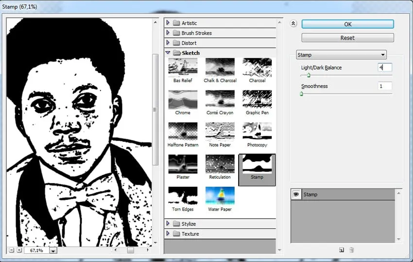 Stempel-Filter in Photoshop verwenden