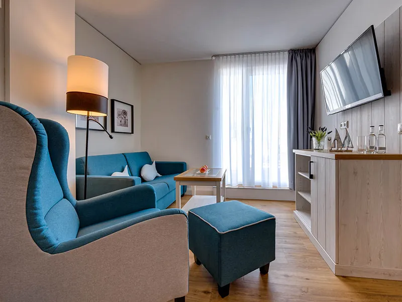 Wohnraum in Strandhaus-Zimmer Hotel Erholung