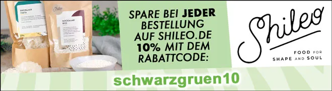 10% Rabatt auf alle Shileo Produkte mit dem Code schwarzgruen10