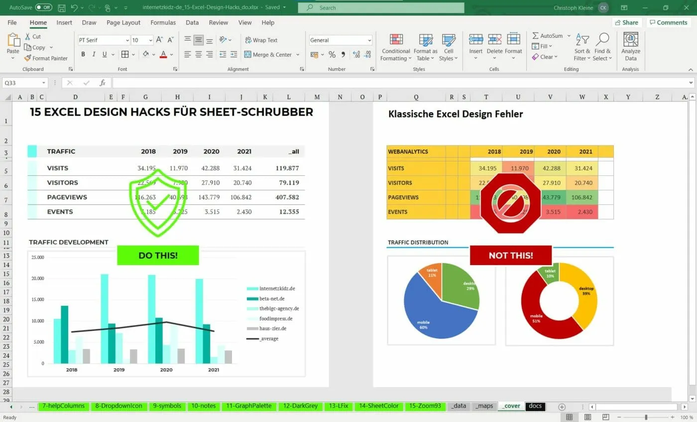 15 Excel Design-Hacks, um Excel-Tabellen professionell zu gestalten