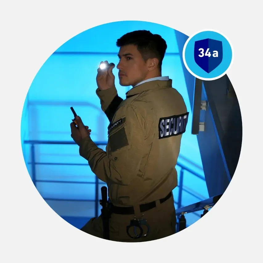 Abbildung Security Mann für §34a Schein mit Sachkundeprüfung