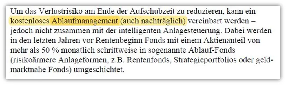 Ablaufmanagement der Alte Leipziger fondsgebundenen Rentenversicherung