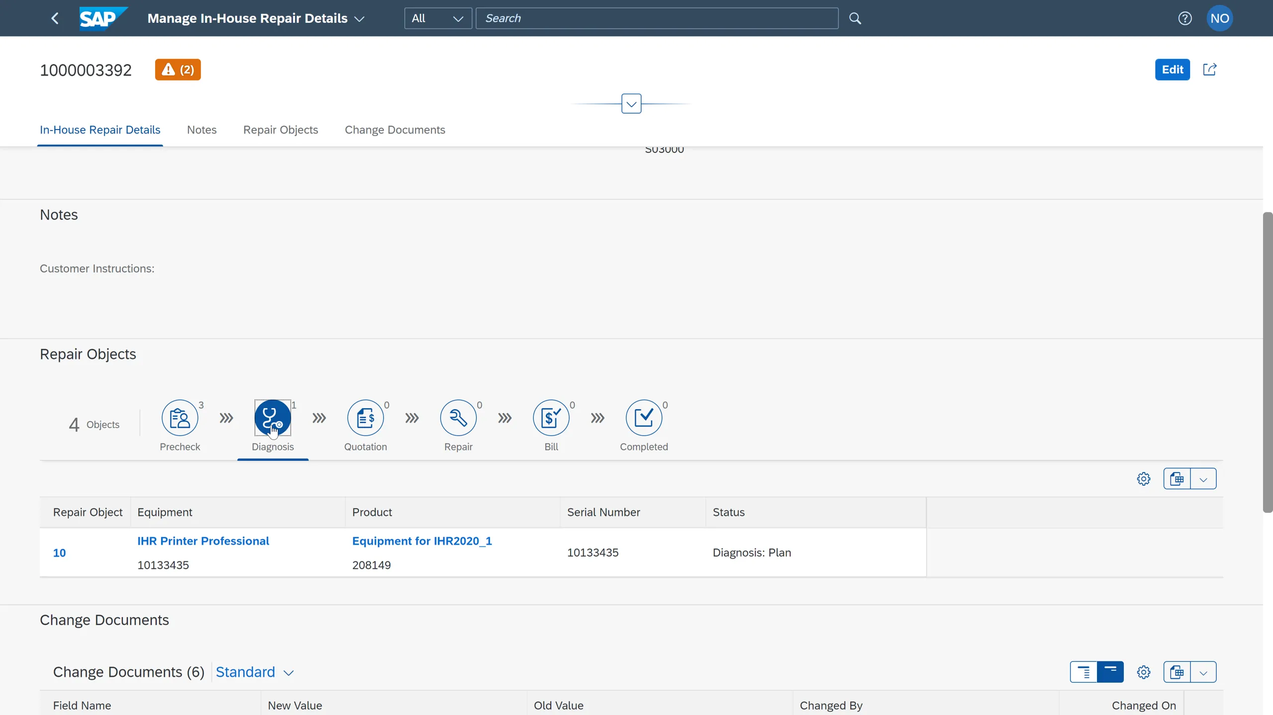 Abrechenbare Diagnose für Reparaturen in SAP S/4HANA 2022
