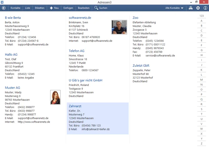 Adressverwaltung Übersicht