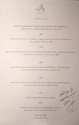 Alex Restaurant Degustationsmenü