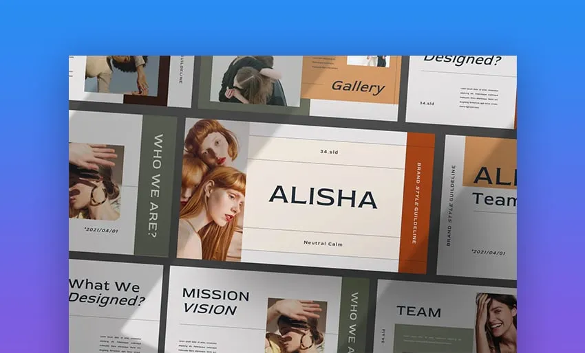 'Alisha' PPT Online Vorlage mit rustikalen Erdtönen, ideal für Portfolios
