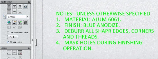 Alle Großbuchstaben in SolidWorks