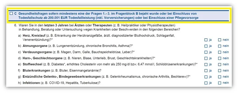 Allianz DLVAG Risikolebensversicherung Gesundheitsfragen 5 Jahre 3 Jahre – Normaler Antrag