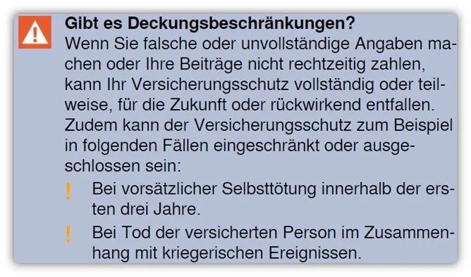 Allianz Risikolebensversicherung Deckungseinschränkungen nicht versichert – Überblick