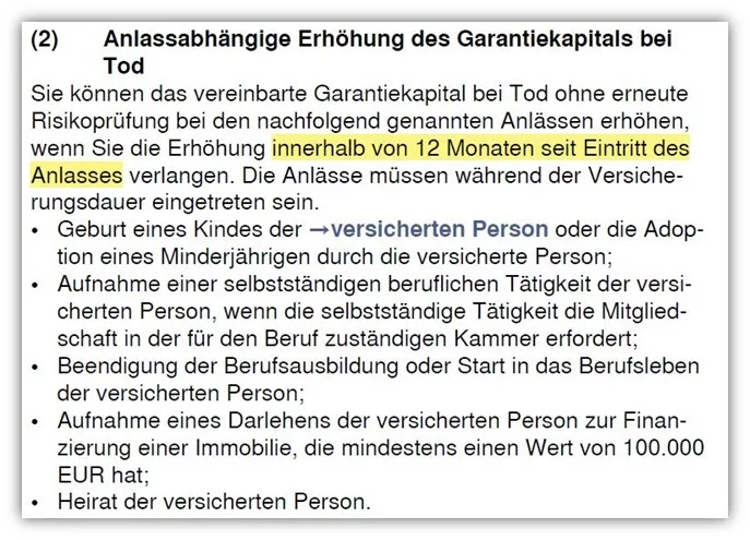 Allianz Risikolebensversicherung Erhöhungsoption