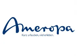 Ameropa Logo und Kataloge für Städtereisen und Bahnreisen in Deutschland und Europa
