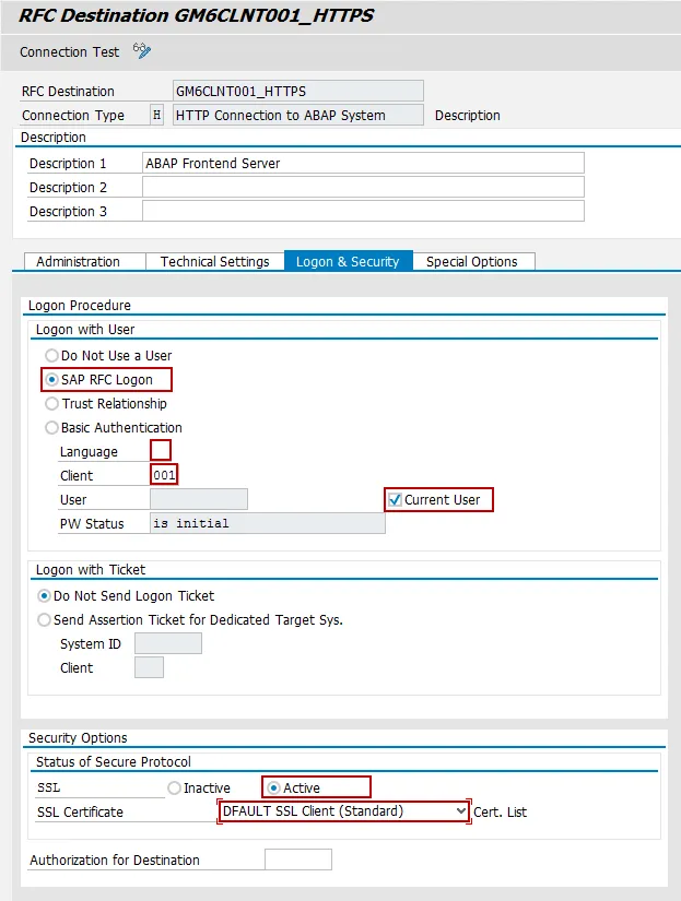 Anmelde- und Sicherheitseinstellungen für SM59 HTTPS-Verbindung
