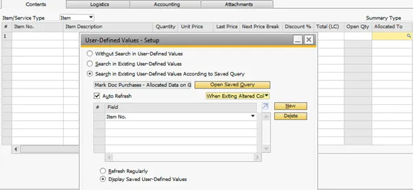 Anwendung einer Formatierten Suche (FMS) zur Datenübernahme in UDFs