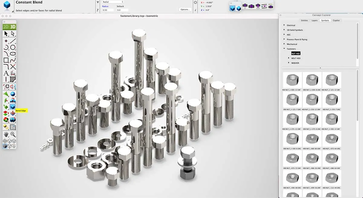 Anzeige und Verwaltung von Symbolnamen im ViaCAD® Design-Workflow