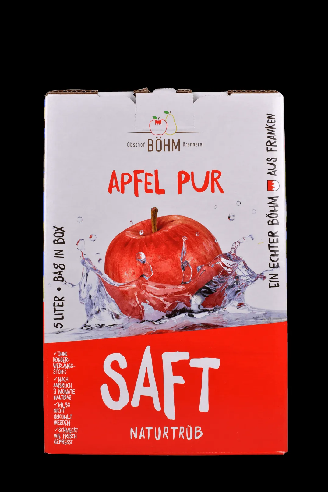 Apfelsaft naturtrüb 5l Bag in Box frontal