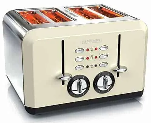 Arendo 23032502 Toaster im Retro-Design mit vier Schlitzen