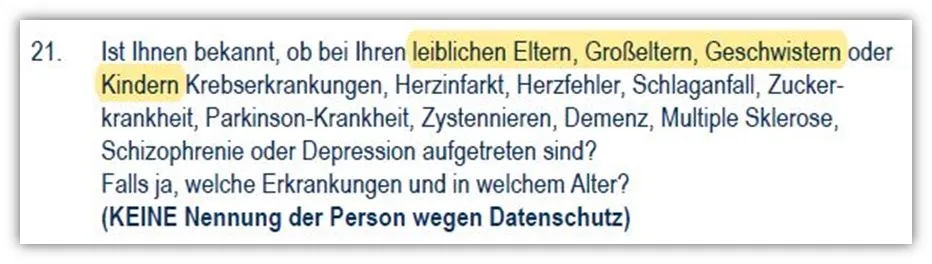 ärztliches Zeugnis (Untersuchungsgrenze) Europa Versicherung