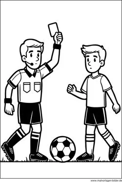 Ausmalbild: Schiedsrichter zeigt gelbe Karte im Fußballspiel
