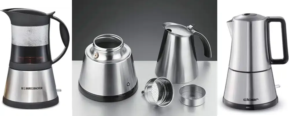 Auswahl an elektrischen italienischen Kaffeekochern für bequemen Kaffeegenuss