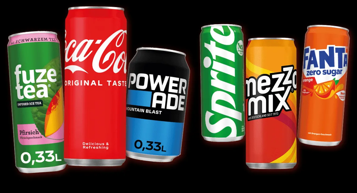 Auswahl an Softdrinks und Energy Drinks im Sale