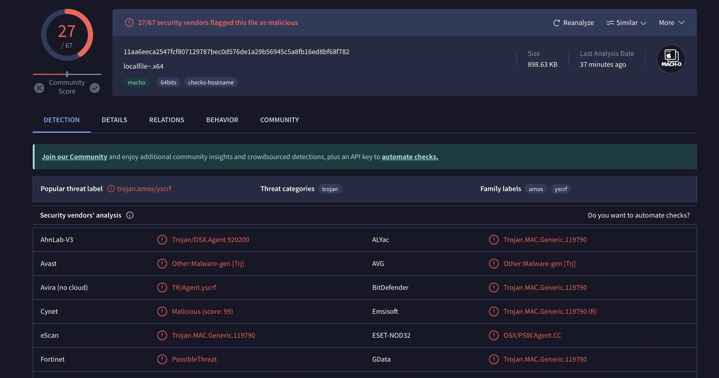 AV-Test Messung zur Malware-Erkennung von Antivirensoftware