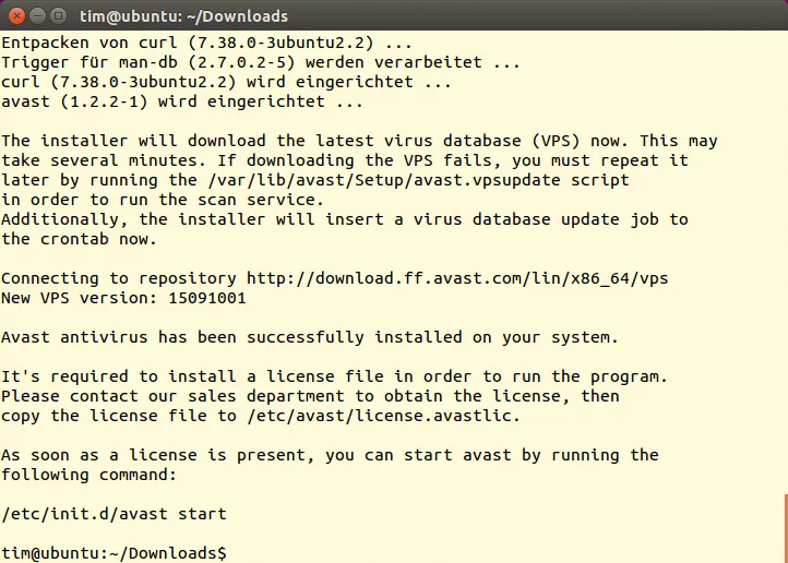 Avast Benutzeroberfläche zeigt die Signaturaktualisierung während der Installation