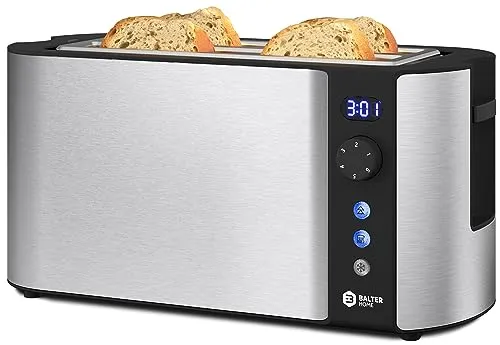 Balter TS-04-LCD Toaster mit Display und integriertem Brötchenaufsatz