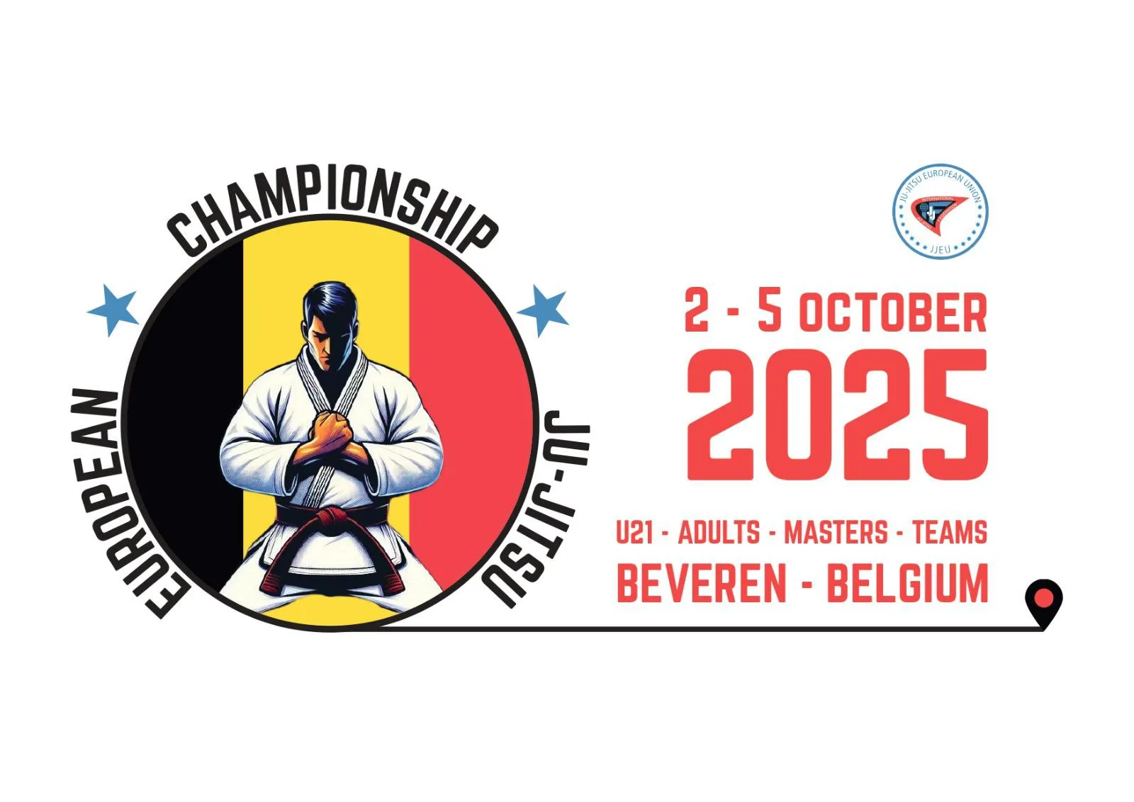 Banner für die Ju-Jutsu Europameisterschaft Masters 2025 in Belgien