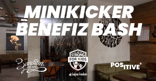 Banner für ein Benefiz-Mini-Kicker-Turnier in der Banditen Bar Rüttenscheid.