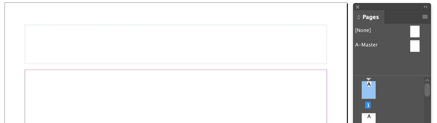 Bearbeitung der Masterseite und Vorbereitung des Textrahmens