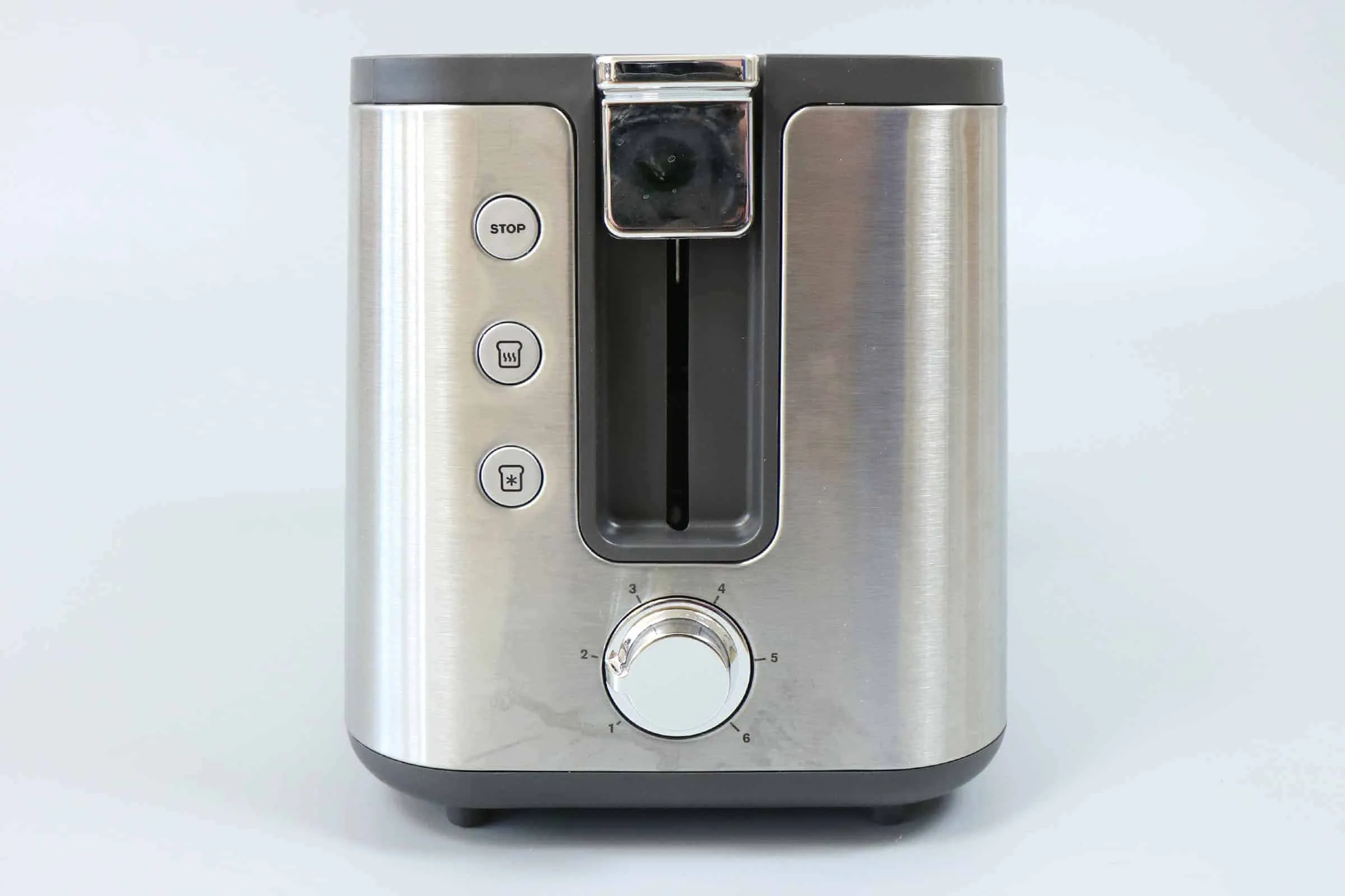 Bedienfeld des Krups KH442 Toasters mit Tasten für verschiedene Funktionen