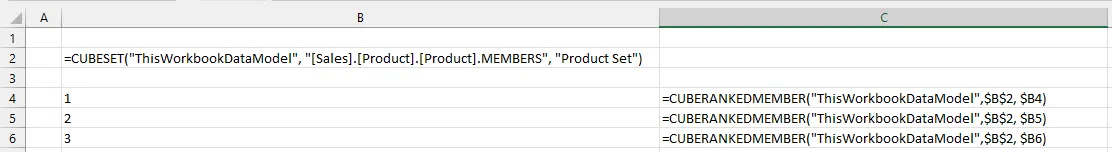 Beispiel: CUBESET und CUBERANKEDMEMBER