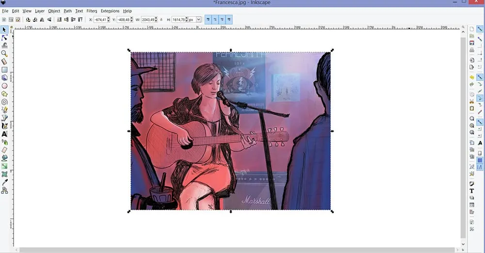 Beispiel der Benutzeroberfläche von Inkscape für die Gestaltung