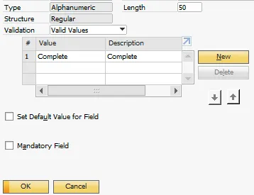 Beispiel eines UDF Dropdown-Menüs in SAP Business One