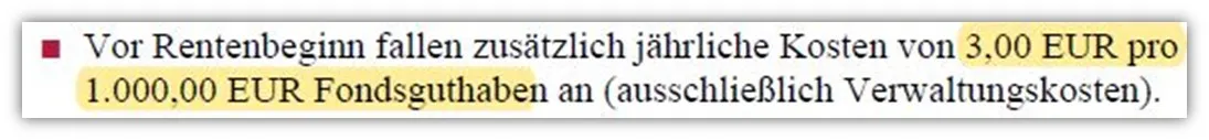 Beispiel für die Ausweisung der Gamma-Kosten in den Versicherungsbedingungen der Alten Leipziger.