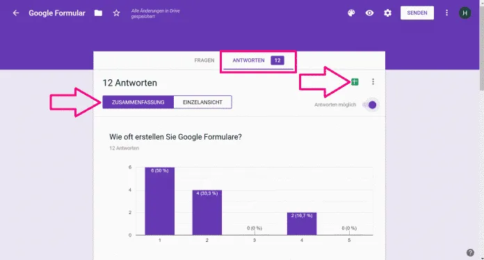 Beispiele für Fragetypen in Google Forms