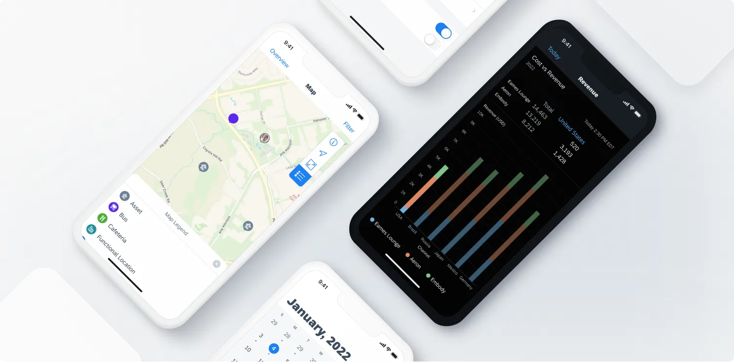 Beispiele für mobile Apps mit Morning Horizon und Evening Horizon.