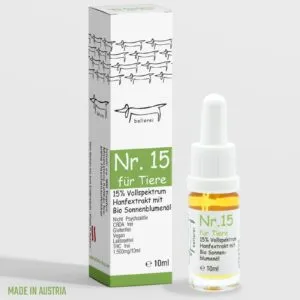 Bellerei CBD Öl Flasche für Hunde zur Unterstützung bei Müdigkeit und Traurigkeit