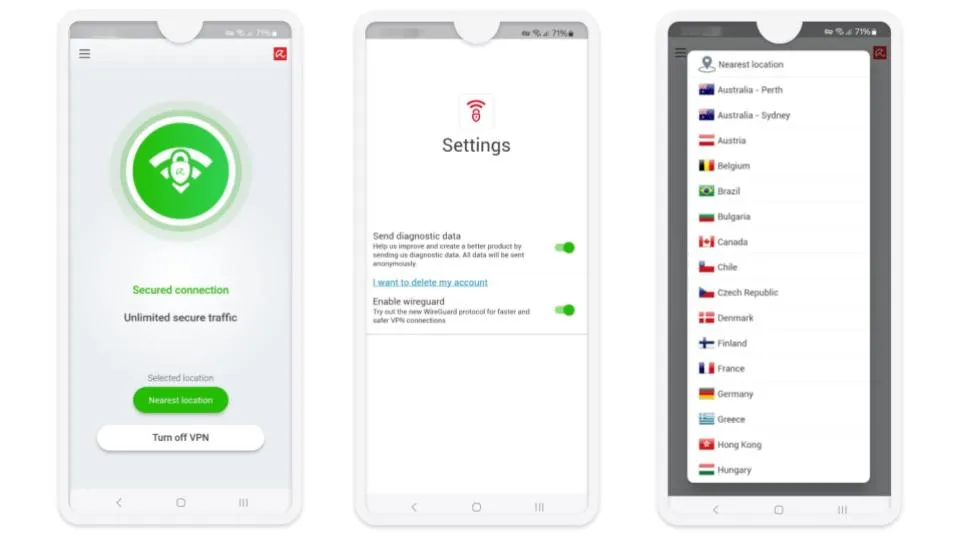 Benutzerfreundliche Oberfläche der Avira Phantom VPN Desktop-App