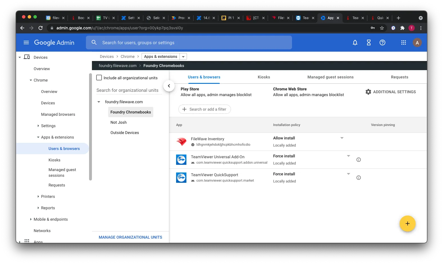 Bereitstellung der TeamViewer QuickSupport App und des Universal Add-Ons über die Google Admin Console