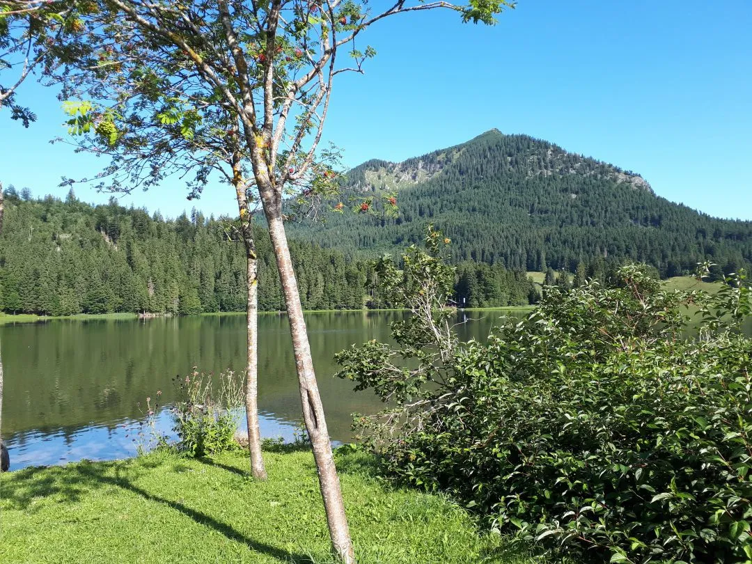 Berge und Hotel am Spitzingsee