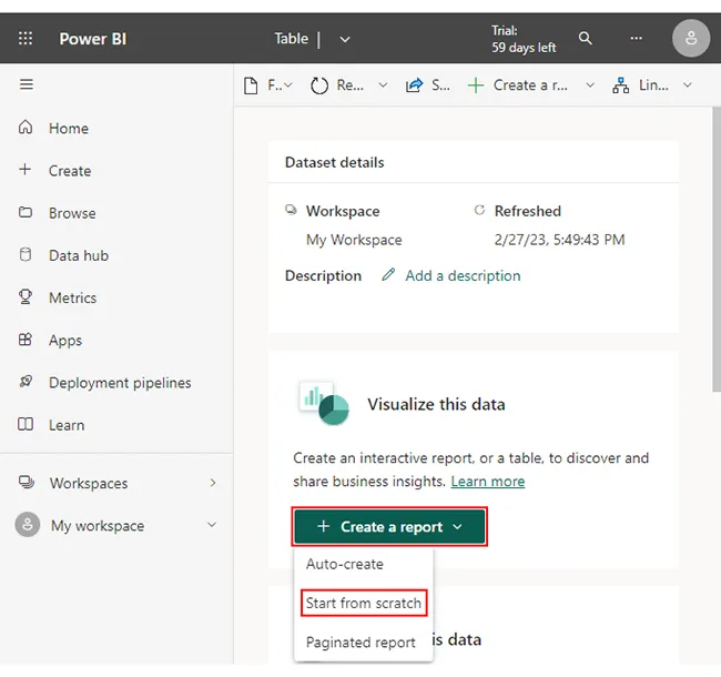 Bericht erstellen und von Grund auf neu starten