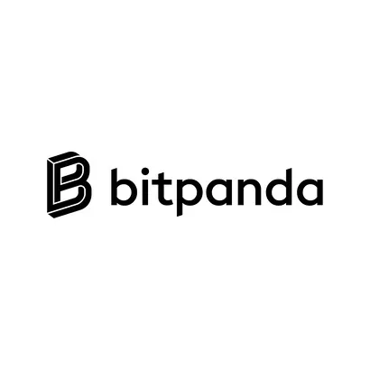 Bitpanda Logo und Benutzeroberfläche des Online-Brokers, symbolisiert die Handelsplattform für Kryptowährungen und andere Assets
