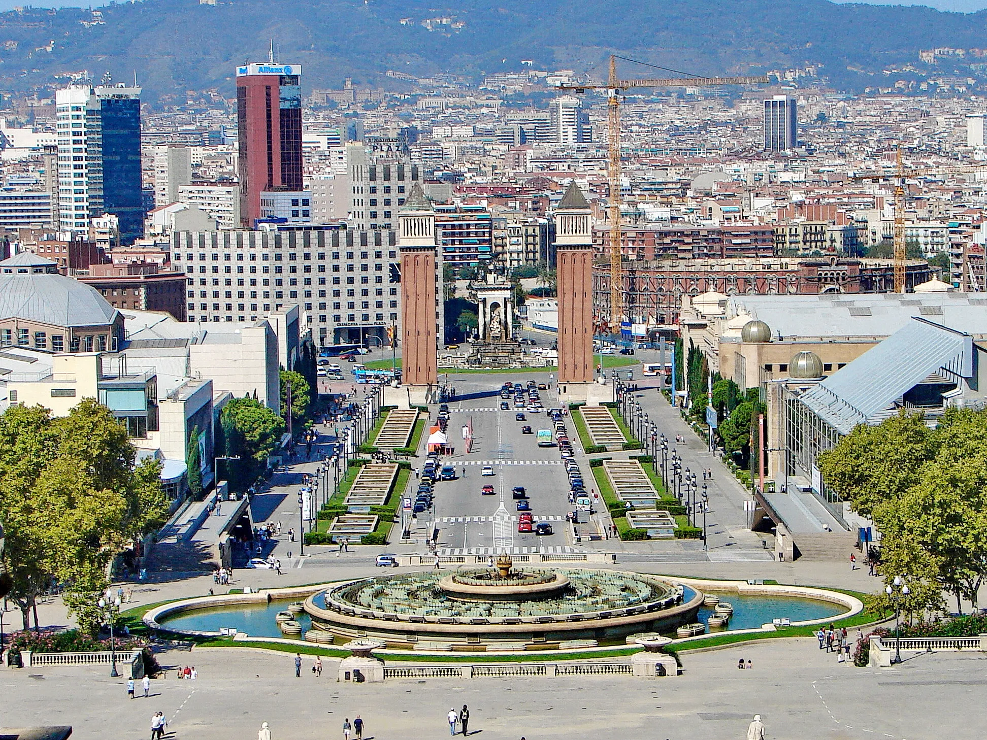 Blick auf den Placa d’Espanya vom Museu Nacional d’Art de Catalunya